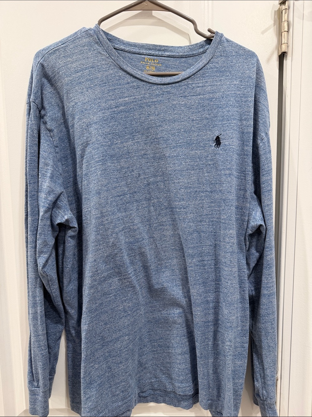 Polo by Ralph Lauren Heathered Light Blue Long-Sleeve Crewneck